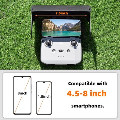 واقي شمسي بغطاء رأس من HeiyRC لجهاز DJI Mini 3 Pro/Mini 2/Mavic Air 2/DJI Air 2S/Mavic 3 اكسسوارات ذراع التحكم لشاشة الهاتف الذكي in Kuwait