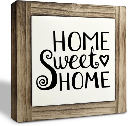 Inspirational Wood Signs, Home Sweet Home Sign, Box Wood Plaques Desk Décor, Farmhouse Home Sign, Stand Up Home Decor Plaque, Table Decorations for Living Room Bedroom, Front Door Decor in Saudi Arabia