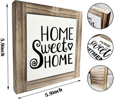 Inspirational Wood Signs, Home Sweet Home Sign, Box Wood Plaques Desk Décor, Farmhouse Home Sign, Stand Up Home Decor Plaque, Table Decorations for Living Room Bedroom, Front Door Decor in Saudi Arabia