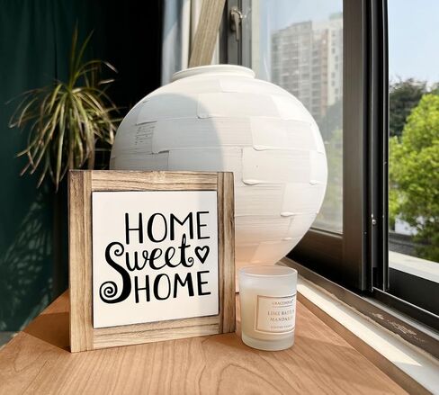 Inspirational Wood Signs, Home Sweet Home Sign, Box Wood Plaques Desk Décor, Farmhouse Home Sign, Stand Up Home Decor Plaque, Table Decorations for Living Room Bedroom, Front Door Decor in Saudi Arabia