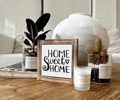 Inspirational Wood Signs, Home Sweet Home Sign, Box Wood Plaques Desk Décor, Farmhouse Home Sign, Stand Up Home Decor Plaque, Table Decorations for Living Room Bedroom, Front Door Decor in Saudi Arabia