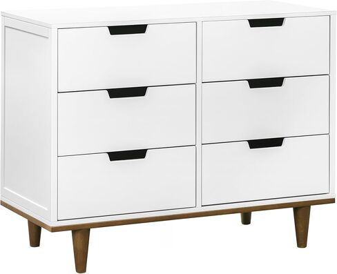 DaVinci Double Marley 6 Drawer Dresser, White and Walnut in Saudi Arabia