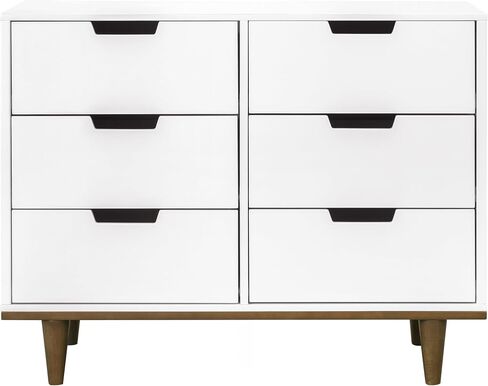 DaVinci Double Marley 6 Drawer Dresser, White and Walnut in Saudi Arabia