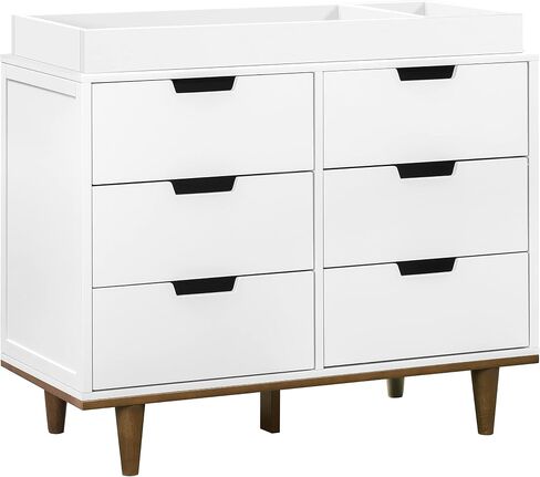 DaVinci Double Marley 6 Drawer Dresser, White and Walnut in Saudi Arabia