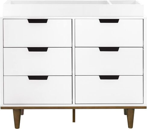 DaVinci Double Marley 6 Drawer Dresser, White and Walnut in Saudi Arabia