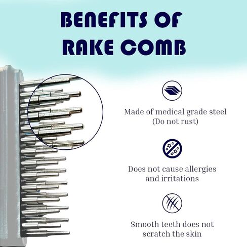 مشط فرشاة إزالة شعر الحيوانات الأليفة من ريشبت، دبابيس من الفولاذ المقاوم للصدأ، مشط تحت المعطف للكلاب والقطط - يقلل تساقط الشعر بنسبة 90%، فرشاة للكلاب، فرشاة للقطط، أداة لإزالة شعر الحيوانات الأليفة، مزيل شعر الكلاب، منتجات للكلاب in Kuwait