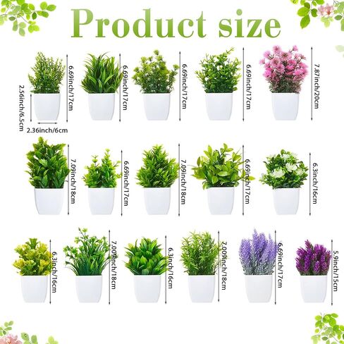 Mimorou 16 Pcs Small Fake Plants Mini Artificial Potted Plants Faux Pot Flowers Indoor Plastic Eucalyptus Greenery for Home Bathroom Living Room Office Decor in Saudi Arabia