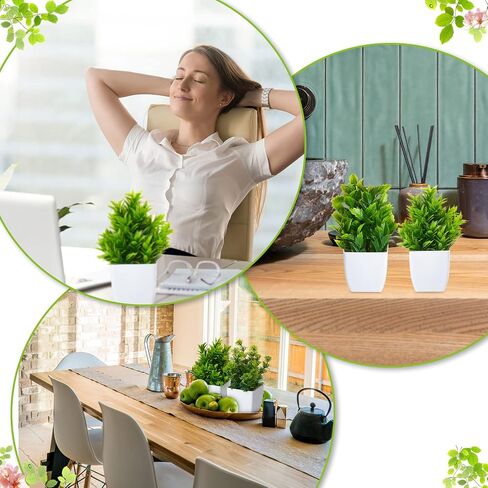 Mimorou 16 Pcs Small Fake Plants Mini Artificial Potted Plants Faux Pot Flowers Indoor Plastic Eucalyptus Greenery for Home Bathroom Living Room Office Decor in Saudi Arabia