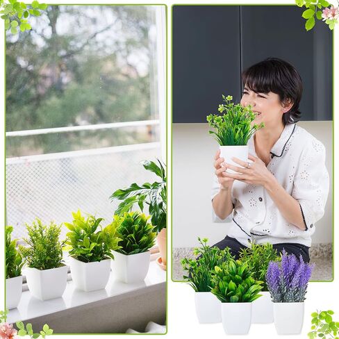 Mimorou 16 Pcs Small Fake Plants Mini Artificial Potted Plants Faux Pot Flowers Indoor Plastic Eucalyptus Greenery for Home Bathroom Living Room Office Decor in Saudi Arabia