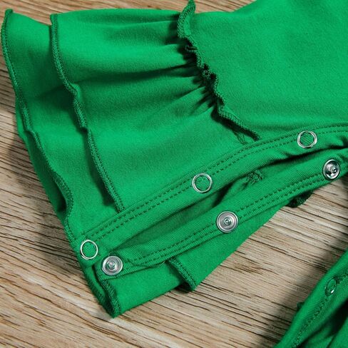 GRNSHTS My 1st St. Patricks Day رومبير طفلة كشكش بذلة شامروك طباعة كم طويل ملابس المنزل القادمة + عقال in Kuwait