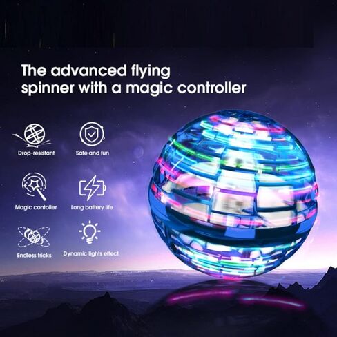 Flying Orb Ball, Mini Hand Operated Drones UFO Toy Flying Fidget Orb Boomerang Spinner with 360° Rotating LED Lights Drones for Kids Adults Gift in Saudi Arabia