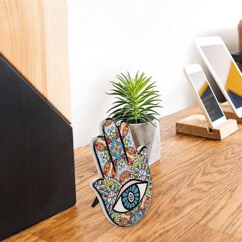 بريتي زوم تمثال يد همسة من السيراميك للحظ السعيد، تمثال يد فاطمة القديمة، تميمة حماية العين الشريرة لتزيين طاولة المنزل، مجموعة من قطعتين in Kuwait