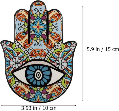 بريتي زوم تمثال يد همسة من السيراميك للحظ السعيد، تمثال يد فاطمة القديمة، تميمة حماية العين الشريرة لتزيين طاولة المنزل، مجموعة من قطعتين in Kuwait