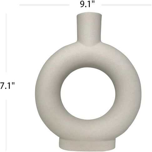 Eastern Rock White Ceramic Vase Modern Minimalist Abstraction Vase,for Centerpieces,Kitchen,Office, Living Room,Wedding,Gifts,Modern Geometric Vases Perfect Home Decor Vase(O Shape) in Kuwait