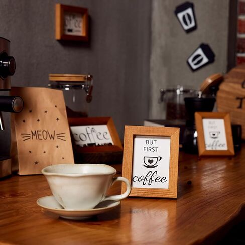 يانج باغا لافتات ديكور طاولة القهوة من 3 قطع، لافتات خشبية صغيرة لتزيين طاولة القهوة والمقهى ومحطة البار، لافتة باطار خشبي عتيق للمطبخ لتزيين صينية الطبقات in Kuwait