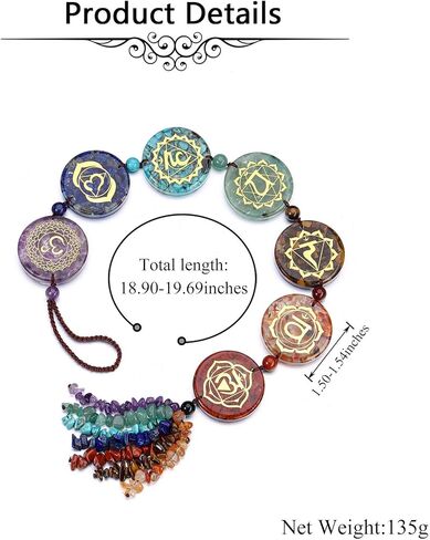 JOVIVI 7 Chakra Gemstone Reiki Healing Crystals Tree of Life Hanging Ornament Meditation Tumbled Stones Window Wall Hanger for Feng Shui Yoga Home Indoor Decorations in Kuwait