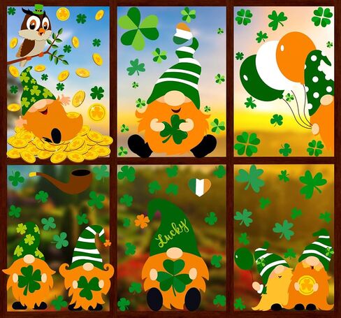 100 قطعة من ملصقات النوافذ لعيد القديس باتريك من VEYLIN، ملصقات نافذة شامروك خضراء لديكورات المكاتب المنزلية in Kuwait