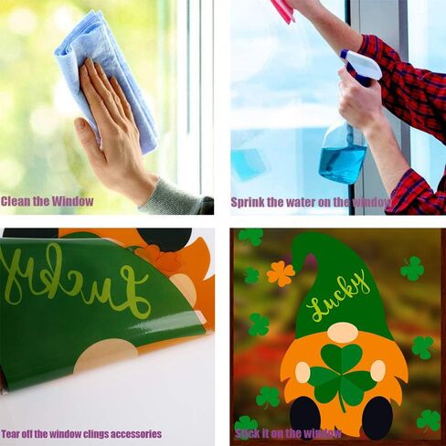 100 قطعة من ملصقات النوافذ لعيد القديس باتريك من VEYLIN، ملصقات نافذة شامروك خضراء لديكورات المكاتب المنزلية in Kuwait