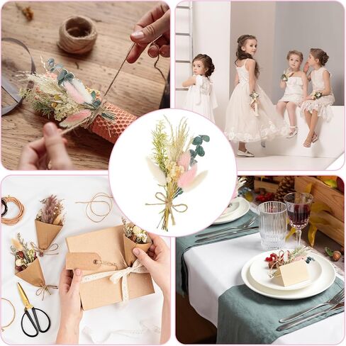 Auidy_6TXD 6 قطع باقة زهور مجففة صغيرة، باقة وصيفة العروس، عشب بامباس وردي، مزهريات صغيرة لمراكز الطاولات، زينة الزفاف البوهيمية، ترتيبات كعكة عيد الميلاد، صندوق هدايا وصيفة العروس in Kuwait