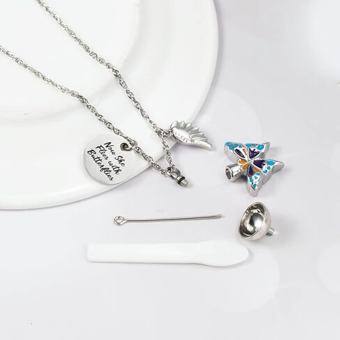 Now She Flies with Butterfly Urn Necklace for ashes Cremation Jewelry Cremation Necklace Jewelry for Ashes in Saudi Arabia
