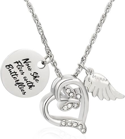 Now She Flies with Butterfly Urn Necklace for ashes Cremation Jewelry Cremation Necklace Jewelry for Ashes in Saudi Arabia