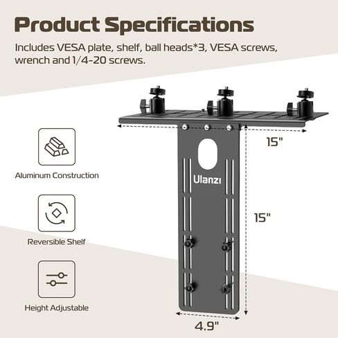 فيجيم حامل شاشة دي اس ال ار - رف شاشة للكاميرا المكتبية، حامل كاميرا ويب وميكروفون لشاشة فيسا اراستبدال حامل ثلاثي القوائم للكاميرا، كبير in Kuwait