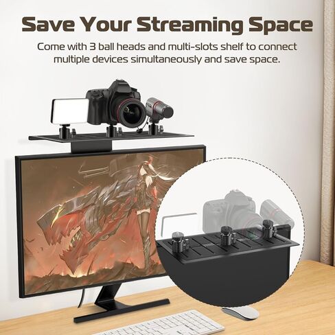 فيجيم حامل شاشة دي اس ال ار - رف شاشة للكاميرا المكتبية، حامل كاميرا ويب وميكروفون لشاشة فيسا اراستبدال حامل ثلاثي القوائم للكاميرا، كبير in Kuwait