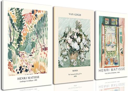 Hwetui Flower Market Poster Prints City set of 3 Abstract Colorful Floral Canvas Wall Art Vintage Minimalist Flowers Painting Picture for Room Decor Aesthetic Living Room Bedroom 12"x16"x3 Unframed in Saudi Arabia