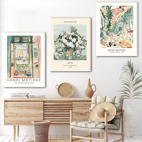 Hwetui Flower Market Poster Prints City set of 3 Abstract Colorful Floral Canvas Wall Art Vintage Minimalist Flowers Painting Picture for Room Decor Aesthetic Living Room Bedroom 12"x16"x3 Unframed in Saudi Arabia