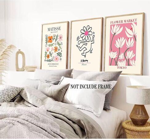 Hwetui Flower Market Poster Prints City set of 3 Abstract Colorful Floral Canvas Wall Art Vintage Minimalist Flowers Painting Picture for Room Decor Aesthetic Living Room Bedroom 12"x16"x3 Unframed in Saudi Arabia