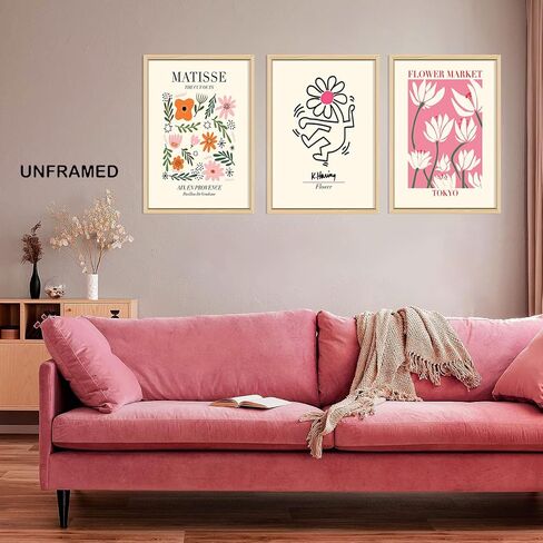 Hwetui Flower Market Poster Prints City set of 3 Abstract Colorful Floral Canvas Wall Art Vintage Minimalist Flowers Painting Picture for Room Decor Aesthetic Living Room Bedroom 12"x16"x3 Unframed in Saudi Arabia