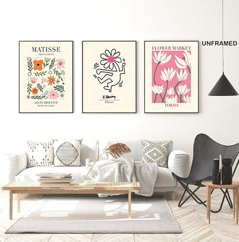 Hwetui Flower Market Poster Prints City set of 3 Abstract Colorful Floral Canvas Wall Art Vintage Minimalist Flowers Painting Picture for Room Decor Aesthetic Living Room Bedroom 12"x16"x3 Unframed in Saudi Arabia