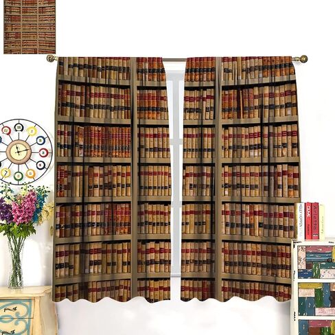 مكتبة خمر رف الكتب الستار مجموعات الأطفال خزانة الكتب التعليمية الرجعية البوهيمي الهبي رف الكتب الفن جدار خلفية 2 لوحات غرفة نوم ديكور ستائر التعتيم 42x45in in Kuwait