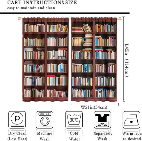 مكتبة خمر رف الكتب الستار مجموعات الأطفال خزانة الكتب التعليمية الرجعية البوهيمي الهبي رف الكتب الفن جدار خلفية 2 لوحات غرفة نوم ديكور ستائر التعتيم 42x45in in Kuwait