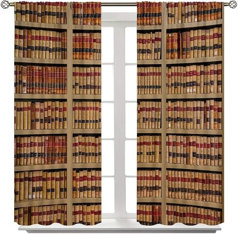 مكتبة خمر رف الكتب الستار مجموعات الأطفال خزانة الكتب التعليمية الرجعية البوهيمي الهبي رف الكتب الفن جدار خلفية 2 لوحات غرفة نوم ديكور ستائر التعتيم 42x45in in Kuwait