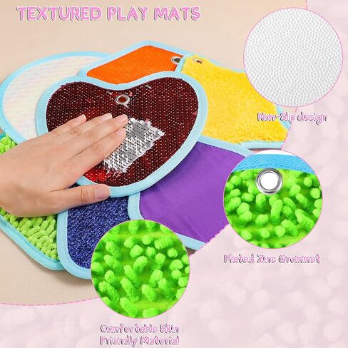 Boao 8 Set Mini Sensory Mats Assorted Textured Play Mats Sensory Floor Tiles Educational Tactile Toys for Activity(8.7 Inch,Irregular) in Saudi Arabia
