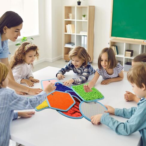Boao 8 Set Mini Sensory Mats Assorted Textured Play Mats Sensory Floor Tiles Educational Tactile Toys for Activity(8.7 Inch,Irregular) in Saudi Arabia