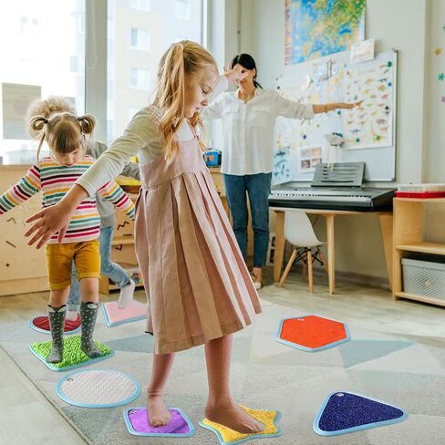 Boao 8 Set Mini Sensory Mats Assorted Textured Play Mats Sensory Floor Tiles Educational Tactile Toys for Activity(8.7 Inch,Irregular) in Saudi Arabia