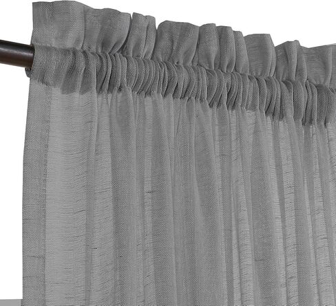 Turquoize Elegant Linen French Door Curtains Light Filtering Curtain Panels Rod Pocket Linen Panel for Glass Door With Tie-Back Privacy Assured Semi Sheer Door Panels, 25"W by 40"L, 2 Panels,Dove Gray in Kuwait