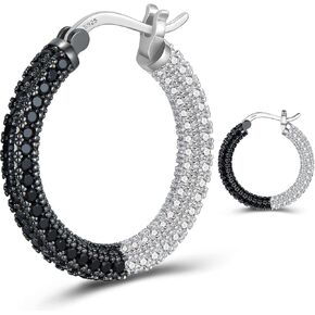 925 Sterling Silver Post Hoop Earrings for Women Gilrs Multcolors Cubic Zirconia 14K Gold Plated Chunky Silver Gold Hoop Earrings weinuo Jewelry in Kuwait