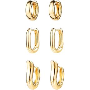 ALLHOLA 14K Gold Hoop Earrings for Women, Hypoallergenic Chunky Gold Hoop Earrings Multipack, Lightweight Twisted Huggie Hoops Earring Set Jewelry for Gifts in Saudi Arabia