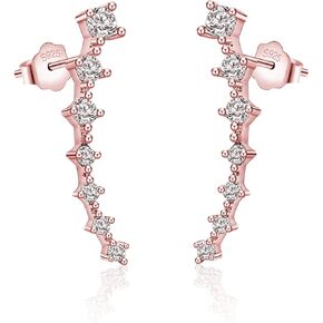 925 Sterling Silver Post Cubic Zirconia Ear Crawle Earring For Women 7 Crystal Star Ear Stud Earrings AAA CZ Arrow Ear Climber Hypoallergenic Piercing Gifts For Her
