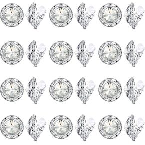 HAIAISO 12 Pairs Clip on Rhinestone Earrings Competition Dance Earrings for Women Round Shaped Acrylic Stone Inside Halo Earrings For Dance Competitions Stage Performance Bridal Party Earrings Jewelry