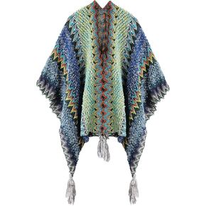 BOCOSO Knit Shawl Wrap Poncho Cape for Women, Ladies Knitted Cardigan Kimono with Fringe for Fall Winter in Kuwait