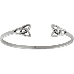 FashionJunkie4Life 925 Sterlin Silver and Stainless Steel Open Cuff Celtic Bracelet
