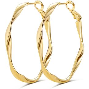 Hoop Earrings for Women - 14K Rose Gold Plated Hypoallergenic Lightweight CZ Big Hoop Earrings Set in Kuwait