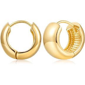 YUJIE Gold Hoop Earrings Chunky Gold Huggie Earrings for Women Girls 18K Gold Plated Earrings Hypoallergenic Small Gold Hoop Earrings for Men Fashion Jewelry in Kuwait
