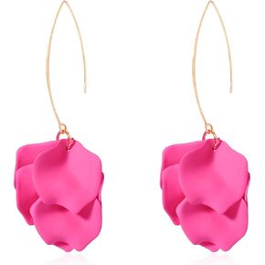 KELMALL Flower Hoop Statement Earrings, Oversized Boho Floral Petal Drop Earrings for Women Dangling