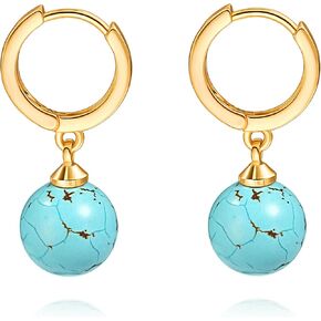 Small Gold Huggie Hoop Earrings Shell Pearl Drop Dangle Post Earrings Hanging Lightweight Handmade Jewelry for women… in Kuwait