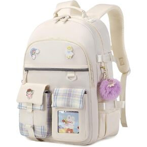 KIDNUO Backpack for Girls, 15.6 Inch Laptop School Bag Kids Kindergarten Elementary College Backpacks Large Bookbags for Teen Girls Women Students Casual Travel Daypacks (Pink)
